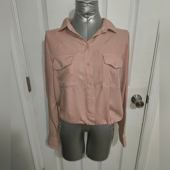 No Boundaries Pink Long Sleeve Button Down Shirt - Picture 1 of 5